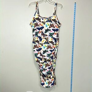 Cute White Plus Size Butterfly Print Dress. Size 1X.